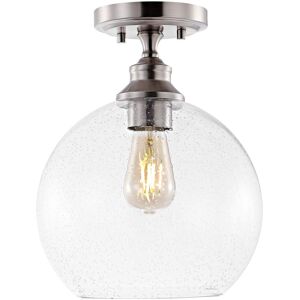 JONATHAN Y Marla 9.75in Iron/Seeded Glass LED Semi Flush Mount Nickel NoSize