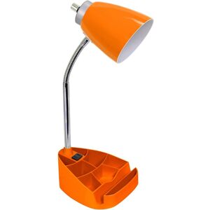 Lalia Home Gooseneck Organizer Desk Lamp With Ipad Tablet Stand Book Holder And Charging Outlet Orange NoSize