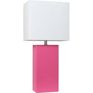 Lalia Home Modern Leather Table Lamp With White Fabric Shade Pink NoSize
