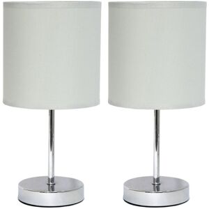 Lalia Home Chrome Mini Basic Table Lamp With Fabric Shade 2pk Set Slate NoSize