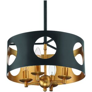 Crystorama Odelle 4-Light Black & Antique Gold Pendant Black NoSize