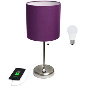 Lalia Home 19.5in Stick Table Desk Lamp with USB Charging Port, Drum Shade & LED Bulb Included NoColor NoSize