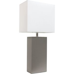 Lalia Home Lexington 21in Leather Base Modern Home Dcor Bedside Table Lamp Grey NoSize