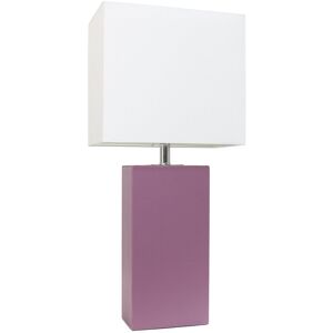 Lalia Home Lexington 21in Leather Base Modern Home Dcor Bedside Table Lamp Purple NoSize