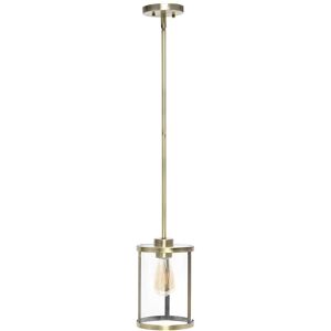 Lalia Home 1-Light 9.25in Modern Farmhouse Adjustable Hanging Cylindrical Clear Glass Pendant Fixture Gold NoSize