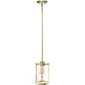 Lalia Home 1-Light 9.25in Modern Farmhouse Adjustable Hanging Cylindrical Clear Glass Pendant Fixture Gold NoSize
