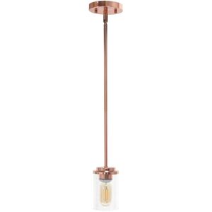 Lalia Home 1-Light 5.75in Minimalist Industrial Farmhouse Adjustable Hanging Clear Cylinder Glass Pendant Fixture Gold NoSize