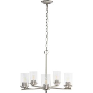 Lalia Home 5-Light 20.5in Classic Contemporary Clear Glass And Metal Hanging Pendant Chandelier Silver NoSize