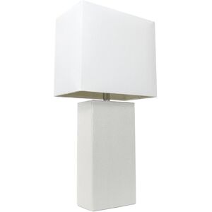Lalia Home Lexington 21in Leather Base Modern Home Dcor Bedside Table Lamp White NoSize
