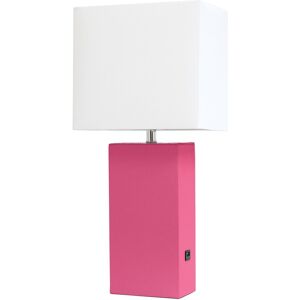 Lalia Home 21in Modern Leather Wrapped Table Lamp with USB Port & LED Bulb Included NoColor NoSize