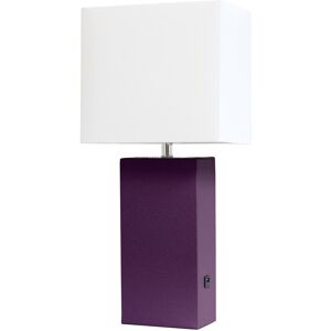 Lalia Home 21in Modern Leather Wrapped Table Lamp with USB Port & LED Bulb Included NoColor NoSize