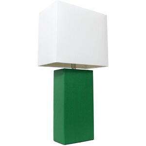 Lalia Home Lexington 21in Leather Base Modern Home Dcor Bedside Table Lamp Green NoSize