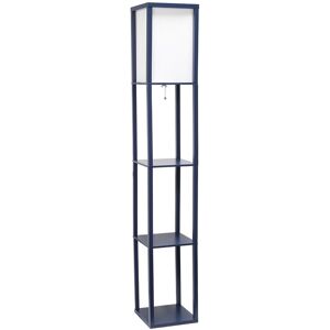 Lalia Home Column Shelf Floor Lamp With Linen Shade Navy NoSize