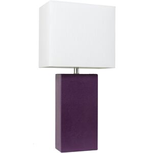Lalia Home Lexington 21in Leather Base Modern Home Dcor Bedside Table Lamp Purple NoSize