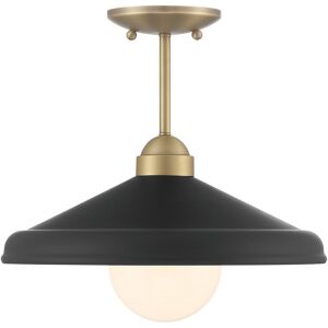 Lumanity Brooks Matte Black 14in Semi-Flush Mount Ceiling Barn Light Black NoSize