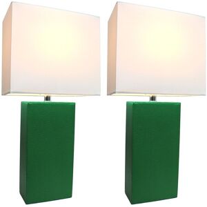Lalia Home 2pk Modern Leather Table Lamps With White Fabric Shades Green NoSize