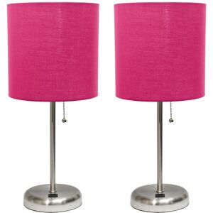 Lalia Home Stick Lamp With USB Charging Port And Fabric Shade 2pk Set Brown NoSize