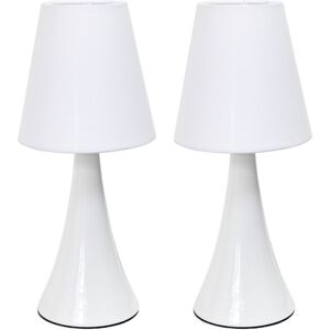 Lalia Home Valencia Colors 2pk Mini Touch Table Lamp Set With Fabric Shades White NoSize