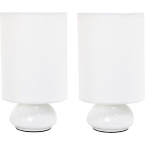 Lalia Home Gemini Colors 2pk Mini Touch Table Lamp Set With Fabric Shades White NoSize