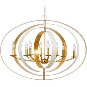 Crystorama Luna 8-Light Matte White & Antique Gold Chandelier NoColor NoSize