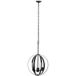Lalia Home 3-Light 18in Adjustable Industrial Globe Hanging Metal And Clear Glass Ceiling Pendant Gold NoSize
