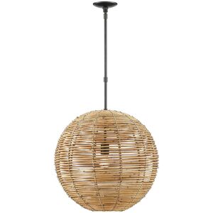 Lumanity Kingston Rattan Single-Light Globe Pendant Bronze NoSize