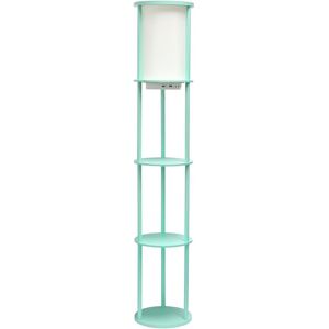 Lalia Home 62.5in Round Modern Shelf Etagere Organizer Storage Floor Lamp Blue NoSize