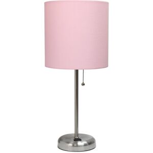 Lalia Home 19.5in Stick Table Desk Lamp with Drum Shade, Charging Outlet & LED Bulb Included NoColor NoSize