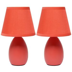 Lalia Home Nauru 9.45in Traditional Petite Ceramic Oblong Bedside Table Desk Lamp 2pk Set Orange NoSize