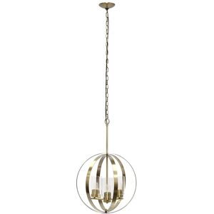 Lalia Home 3-Light 18in Adjustable Industrial Globe Hanging Metal And Clear Glass Ceiling Pendant Gold NoSize