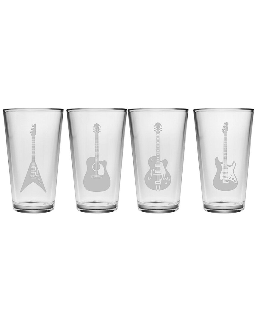 Susquehanna Glass Set of Four Guitars Pint Glasses NoColor NoSize