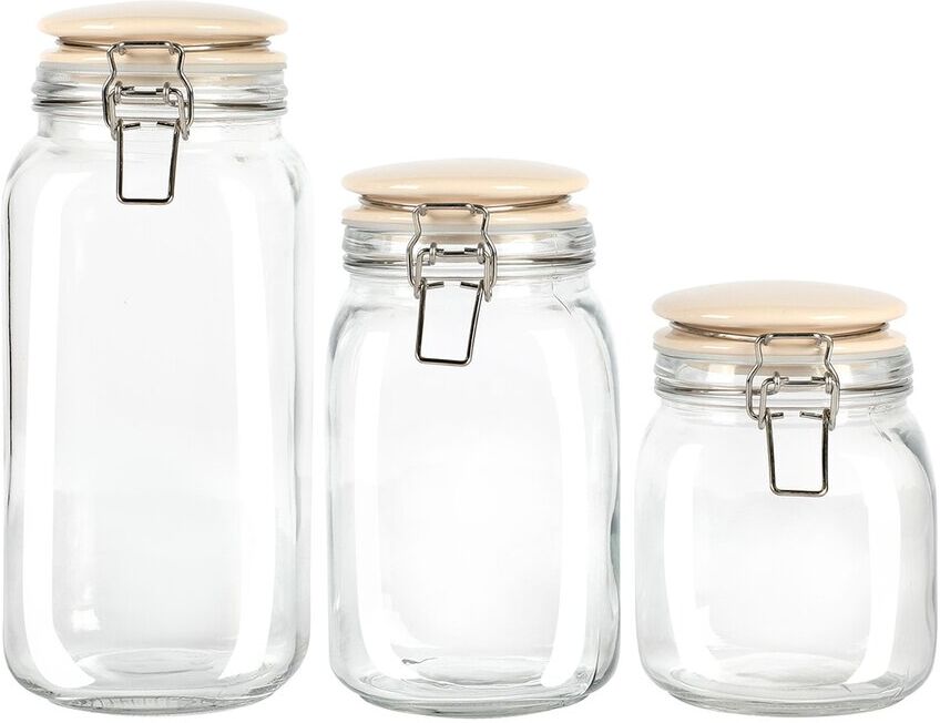 Martha Stewart Rindleton 3pc Glass Canister Set with Ceramic Lids White NoSize