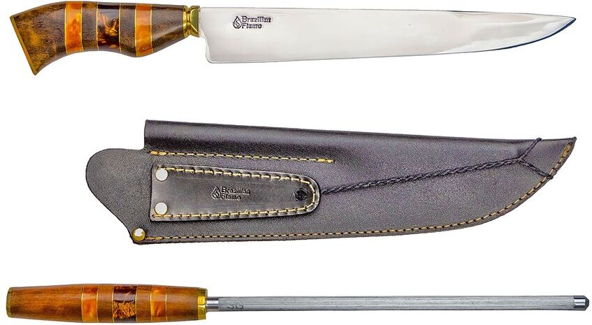 Brazilian Flame 10in Traditional Line Knife with Sharpener NoColor NoSize