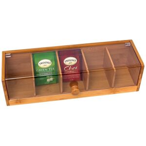 Lipper International Bamboo 5-Section Tea Box With Acrylic Cover NoColor NoSize
