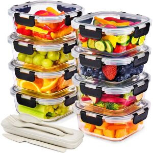 Sorbus Set of 8 Glass Square Meal Prep Containers With Airtight Lids NoColor NoSize