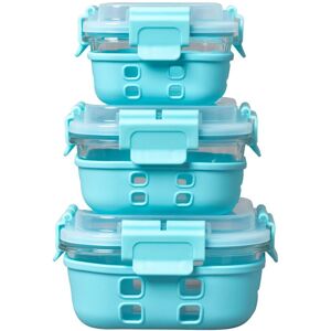Genicook Set of 3 Square Containers with Hi-Top Lids & Removable Lockdown Levers NoColor NoSize