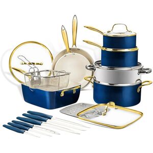 Gotham Steel 20pc Ultra Nonstick Ceramic Cookware Set with Nutriblade Knives NoColor NoSize