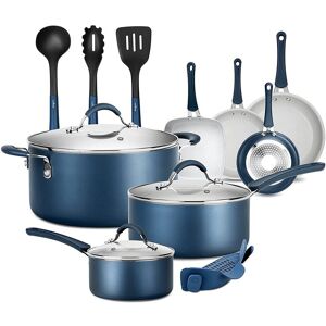 Nutrichef Nonstick 14pc Cookware Set Blue NoSize