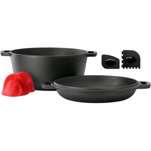 MegaChef 5Qt Pre-Seasoned 2-in-1 Cast Iron Dutch Oven & Skillet NoColor NoSize