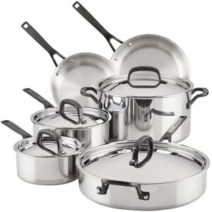 KitchenAid 5-Ply Clad Stainless Steel Cookware Induction Pots and Pans Set Silver NoSize
