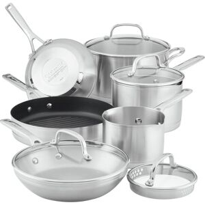KitchenAid 3-Ply Base Stainless Steel Cookware Induction Pots and Pans Set Silver NoSize