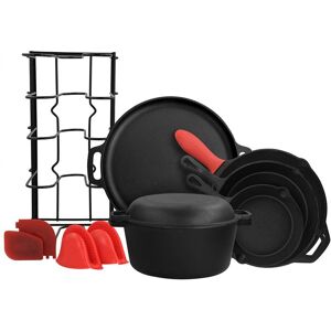 MegaChef 12pc Round Preseasoned Cast Iron Cookware Set NoColor NoSize