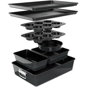 Nutrichef Black 8pc Stackable Carbon Steel Bakeware Set Black NoSize