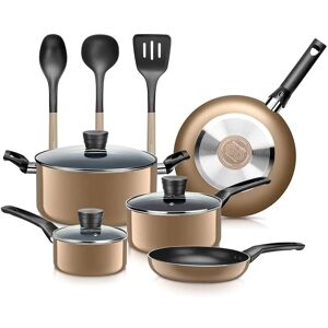 SereneLife 11pc Gold Cookware Set Gold NoSize