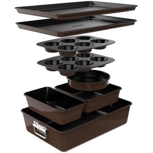 Nutrichef Brown 8pc Stackable Carbon Steel Bakeware Set Brown NoSize