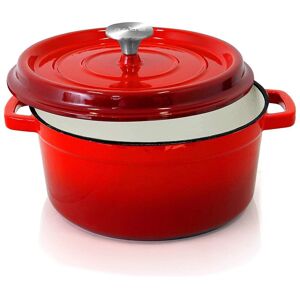 Nutrichef 5Qt Cast Iron Dutch Oven Pot Red NoSize