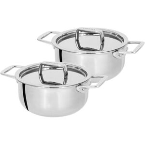 Cristel Set Of 2 Castel Pro Mini 0.5 Qt Stewpans With Lids Silver NoSize