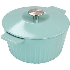 Martha Stewart Enameled Cast Iron 3qt Embossed Stripe Dutch Oven With Lid Turquoise NoSize