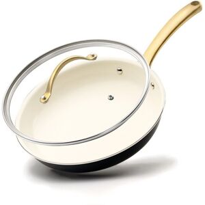 Nutrichef 10in Frypan With Lid Gold NoSize