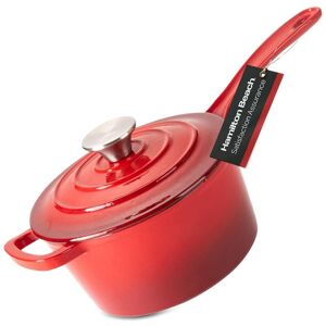 Hamilton Beach Sauce Pan Cast Iron 2qt Enamel Coating Red NoSize